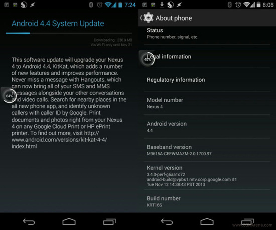 Nexus 4可升级至Android 4.4 KitKat系统